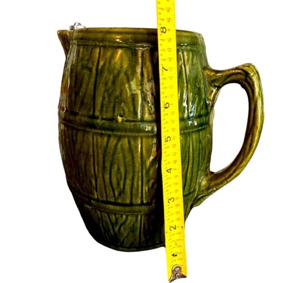 McCoy Pottery Antique Vintage Green Tankard Stoneware Pitcher. Shield Mark 4. - Picture 4 of 4